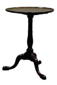 George III mahogany wine table, circular dished tilt top on collar turned vase shaped column,