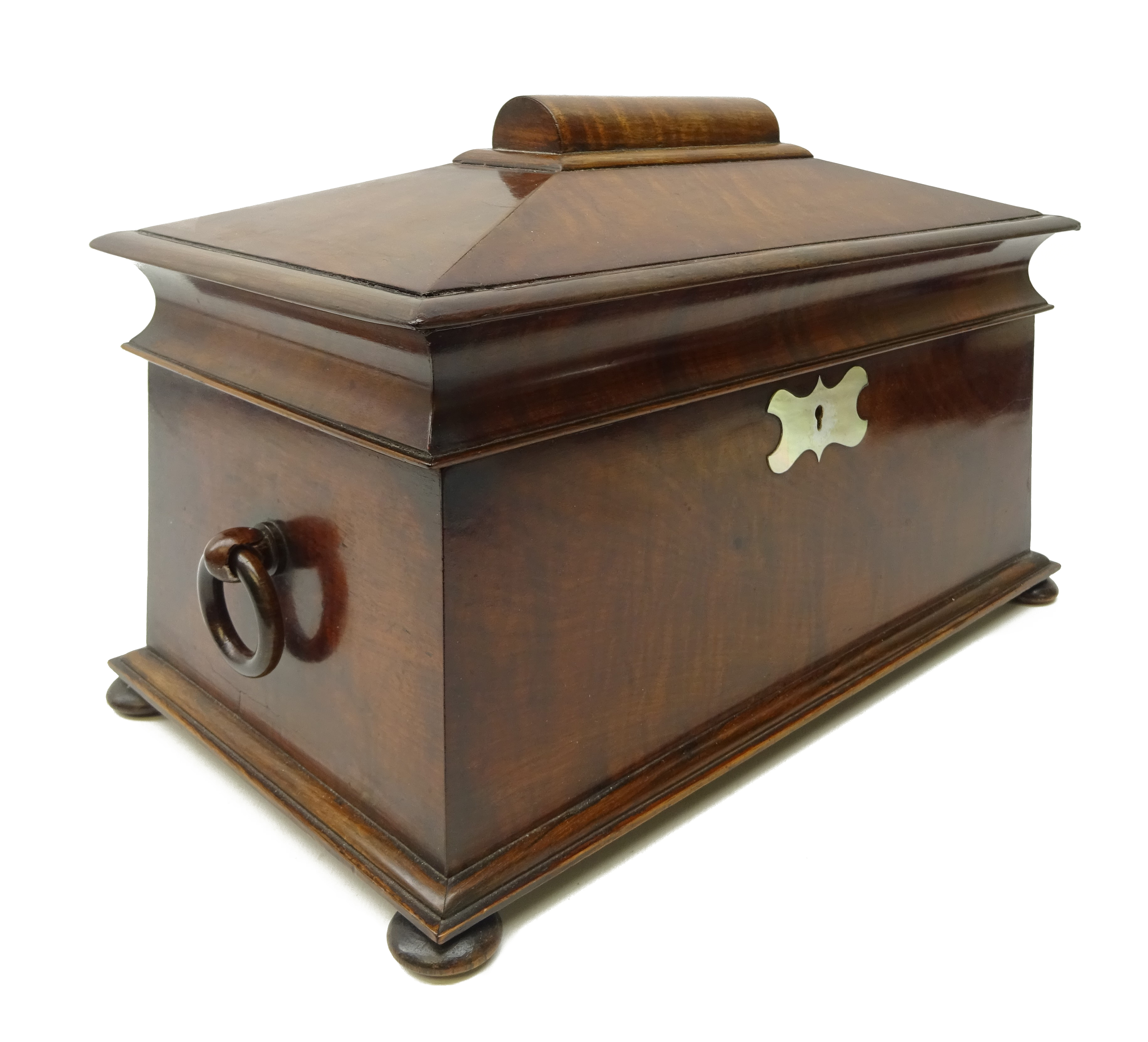 Regency walnut tea caddy of sarcophagus form, - Image 2 of 3