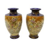 Pair Japanese Satsuma baluster shaped vases, Meiji period,