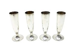 Edwardian set of four silver posy vases by Asprey, Chester 1906, H14cm,