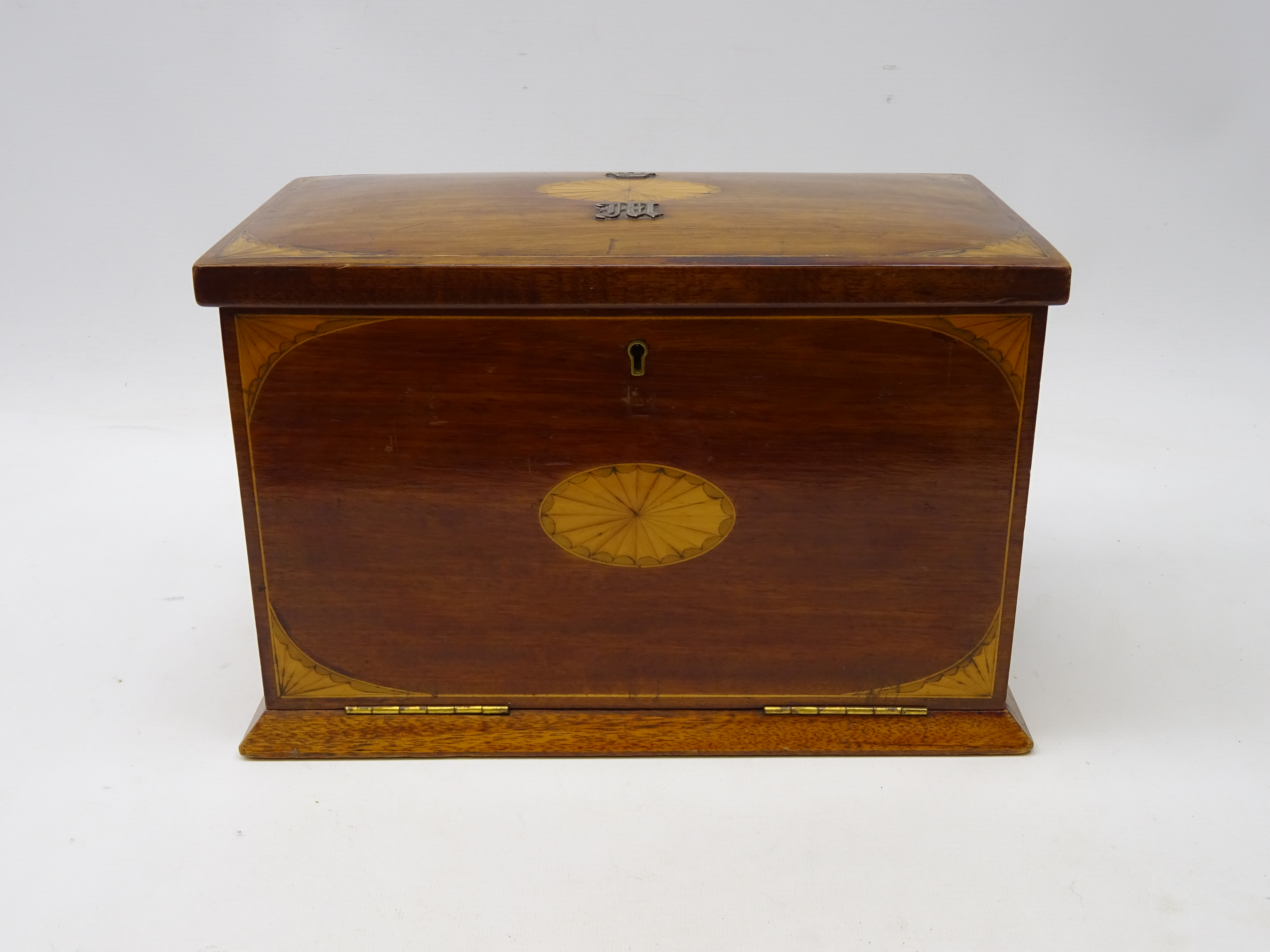 Edwardian inlaid mahogany correspondence box, - Image 2 of 9