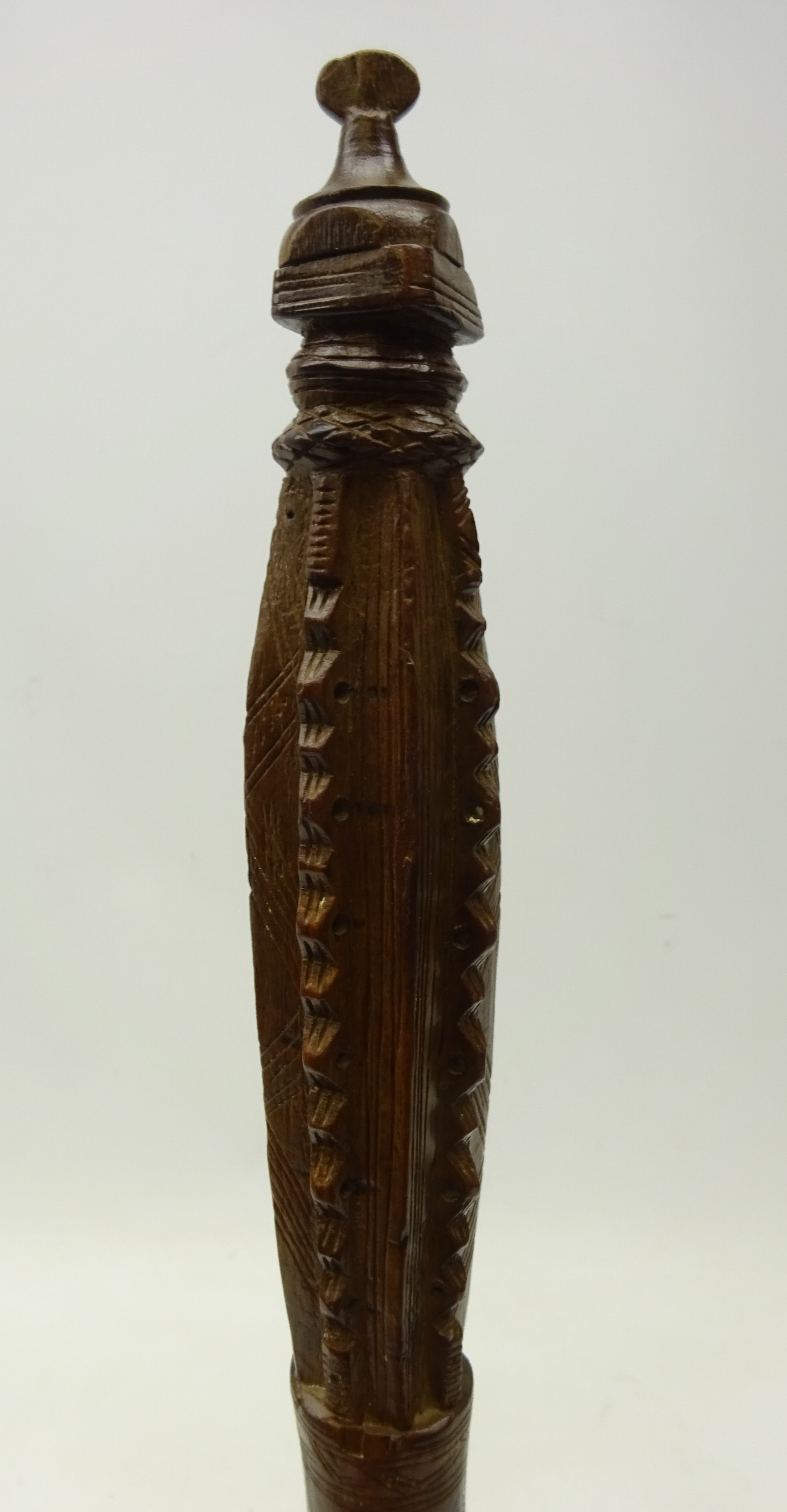 19th century African tribal carved spice pestle and mortar, with chevron bands, - Image 5 of 9