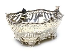 Victorian silver fretwork basket, swag decoration by Charles Stuart Harris, London 1896,