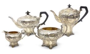 Victorian four piece silver tea set by Joseph Rodgers and Sons, Sheffield 1900,