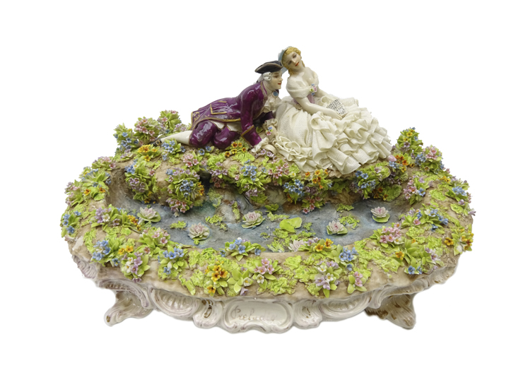 Early 20th century Venetian Luigi Fabris porcelain group 'Fontana Preludio',