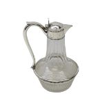 Victorian silver mounted glass claret jug in the Classical Revival style,