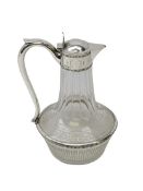 Victorian silver mounted glass claret jug in the Classical Revival style,