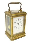 Late 19th century brass carriage clock,
