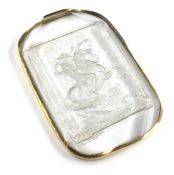 Late 19th century rock crystal cameo, intaglio engraved with Napoleon crossing the Alps at the St.
