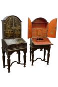 Pair 20th century Chinoiserie black lacquered side cabinets,