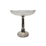 Early 20th century cut glass and silver-plated tazza,