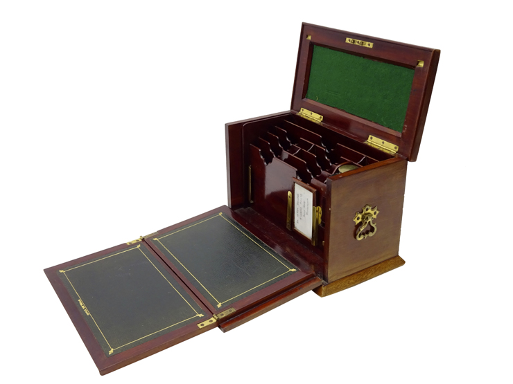 Edwardian inlaid mahogany correspondence box,