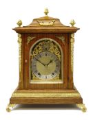 Victorian gilt metal mounted Golden oak pagoda top bracket clock,