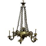 Early 20th century Classical Revival ornate cast brass chandelier,