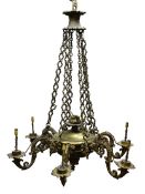 Early 20th century Classical Revival ornate cast brass chandelier,