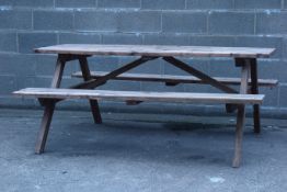 Pine slatted picnic benches, 183cm x 138cm,