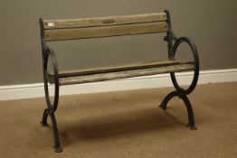 'Berkeley Forge' wood slatted garden bench with metal ends, W97cm, H75cm,