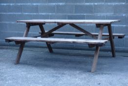 Pine slatted picnic benches, 183cm x 138cm,