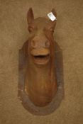 Large cast iron wall mounted figure of a horse's head, W37cm,
