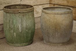 Two vintage metal dolly tub planters,