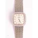 Ladies Omega 18ct white gold and diamond set bracelet wristwatch,