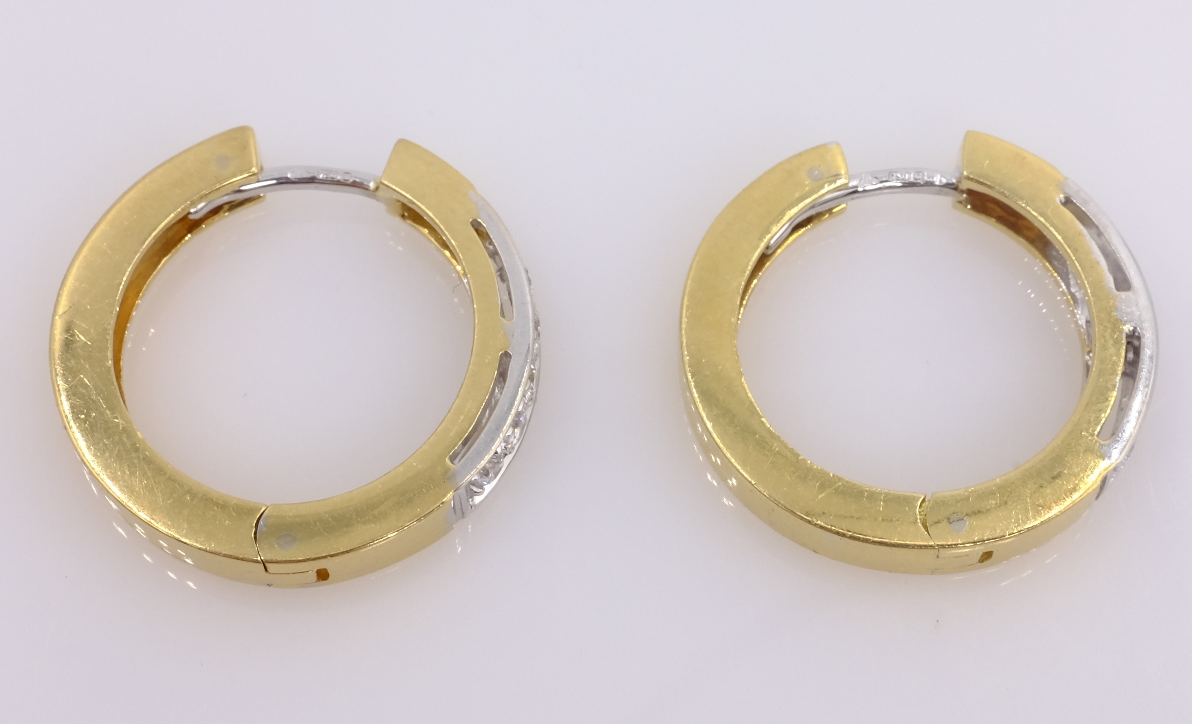 Pair of 18ct yellow gold hoop ear-rings, - Image 3 of 3