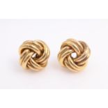 Pair of 18ct gold knot ear-rings,