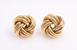 Pair of 18ct gold knot ear-rings,