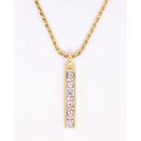 18ct gold diamond "strip" pendant necklace,