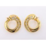 Pair of 18ct gold diamond set ear-rings,