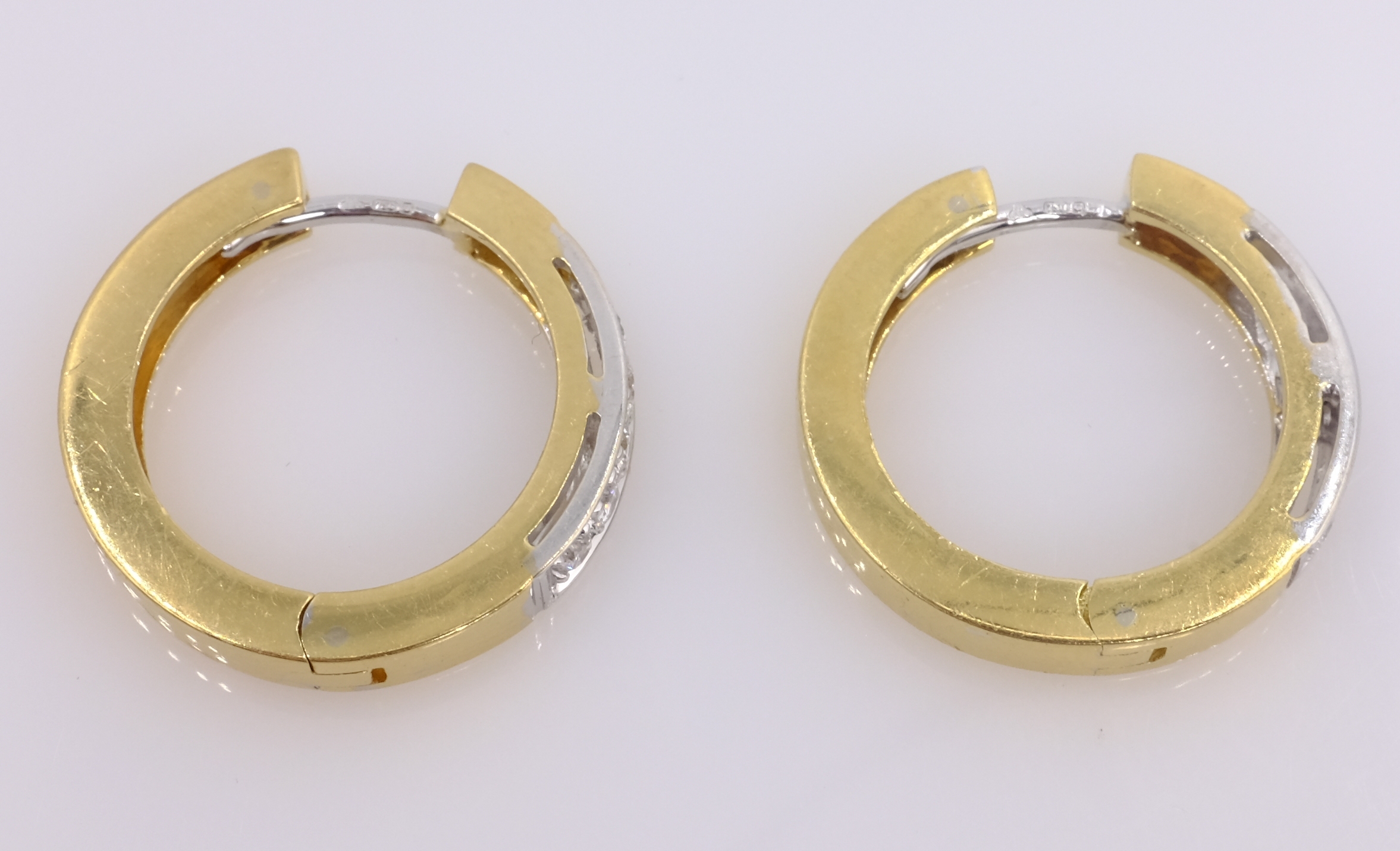 Pair of 18ct yellow gold hoop ear-rings, - Image 2 of 3