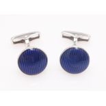 Pair of Dunhill enamel and silver cuff-links,