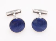 Pair of Dunhill enamel and silver cuff-links,