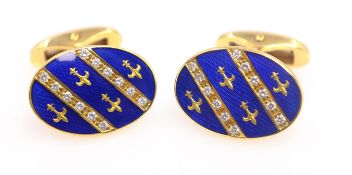 Victor Mayer for Faberge pair of diamond and enamel 18ct gold cuff-links limited edition 74/300