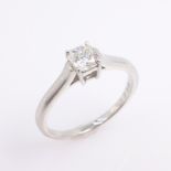Tiffany & Co platinum diamond ring, princess cut diamond 0.62 carat stamped PT950