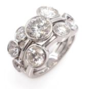 Boodles large Raindance ring set in platinum, nine brilliant cut diamonds total weight 4.