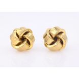 Pair of gold knot ear-rings, hallmarked 14ct approx 3.