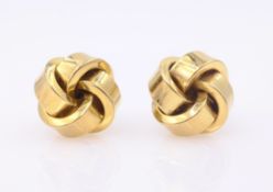Pair of gold knot ear-rings, hallmarked 14ct approx 3.
