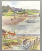 Two J Ulric Walmsley, Ruddock 'Artist Series' Post Cards of Sandsend, General View & Old Alum Works,
