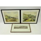 'Whitby Harbour and Whitby Harbour with the Abbey' pair of watercolours signed Geo.