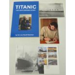 Titanic Facsimile Postcard signed David Haisman and cover with Alderney cancellation signed by