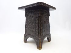 Late 19th century ebonised pine moorish stool,
