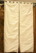 Pair silk champagne thermal lined curtains, W115cm,