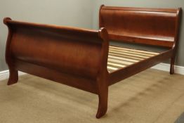 Cherry wood 4' 6" double sleigh bedstead Condition Report <a href='//www.