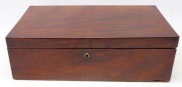 Victorian mahogany writing slope, green leather interior with hidden compartment, L48.5cm, W26.