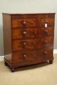 Victorian mahogany bow front chest, two short and three long drawers with figured fronts,