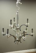 Large contemporary nine branch two tier chandelier,