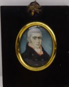 Portrait of a Gentleman, 19th century ivory miniature portrait unsigned and one other 5.5cm x 4.