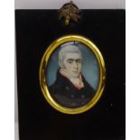 Portrait of a Gentleman, 19th century ivory miniature portrait unsigned and one other 5.5cm x 4.