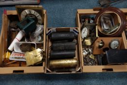Collection of clock parts and tools including; approx 40 finials, single fusee movement,